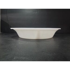 Glasbake Oval Divided Bake Dish‎ J-239, White Milk Glass Serving Dish, Vtg Decor